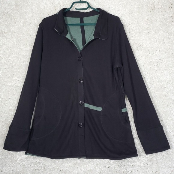 Parsley and Sage Sweater Womens Medium Reversible Button Up Cardigan Lagenlook - Picture 7 of 11